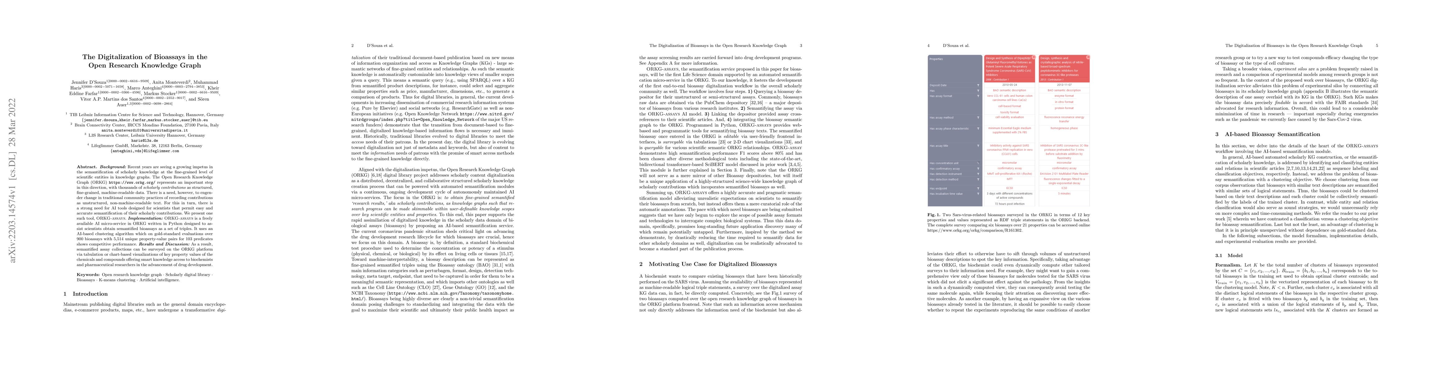 Thumbnail for The Digitalization of Bioassays in the Open Research Knowledge Graph