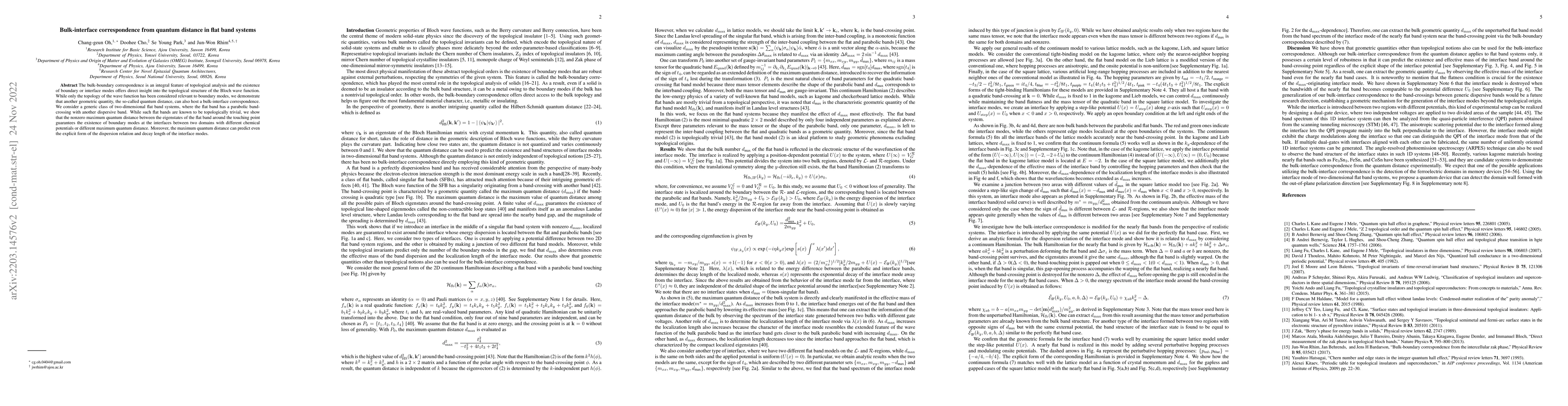 Thumbnail for Bulk-interface correspondence from quantum distance in flat band systems
