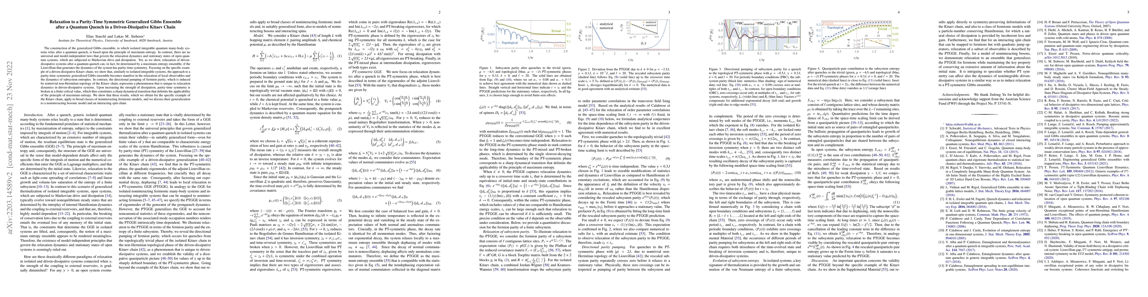 Thumbnail for Relaxation to a Parity-Time Symmetric Generalized Gibbs Ensemble after a
  Quantum Quench in a Driven-Dissipative Kitaev Chain