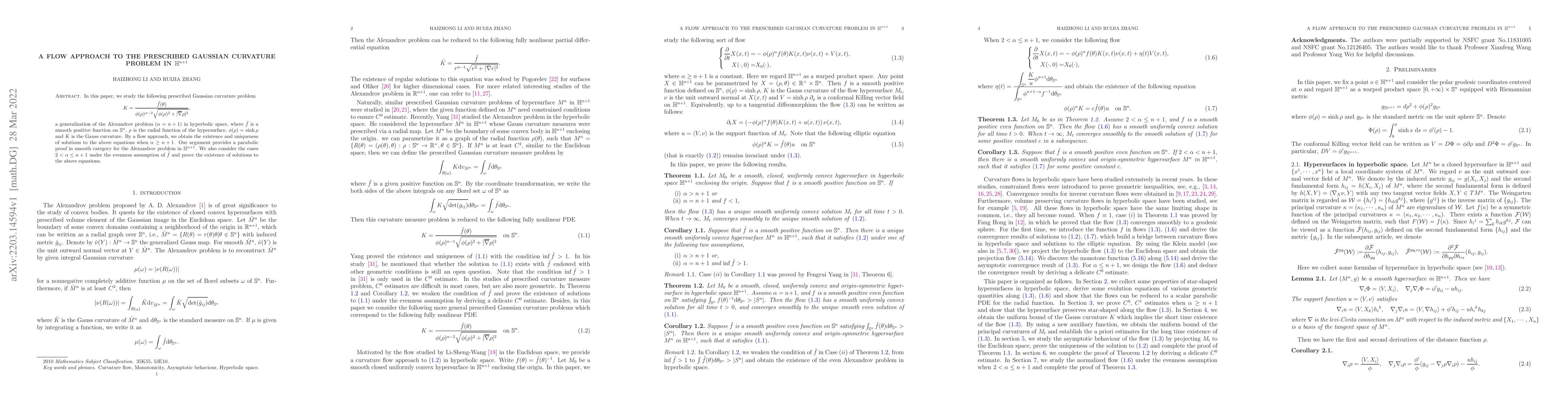 Thumbnail for A flow approach to the prescribed Gaussian curvature problem in
  $\mathbb{H}^{n+1}$