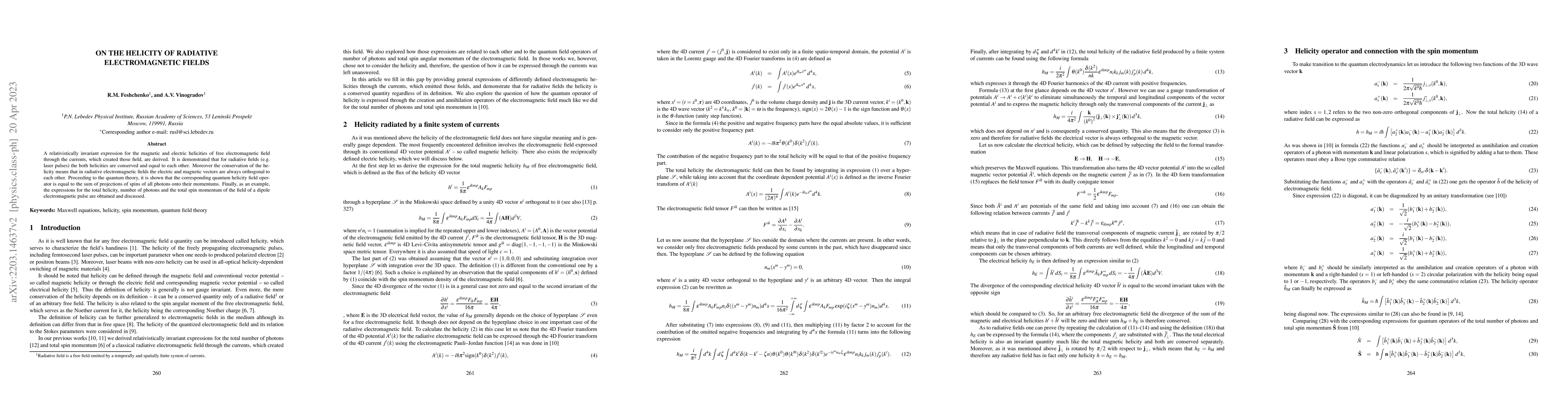 Thumbnail for On the helicity of radiative electromagnetic fields