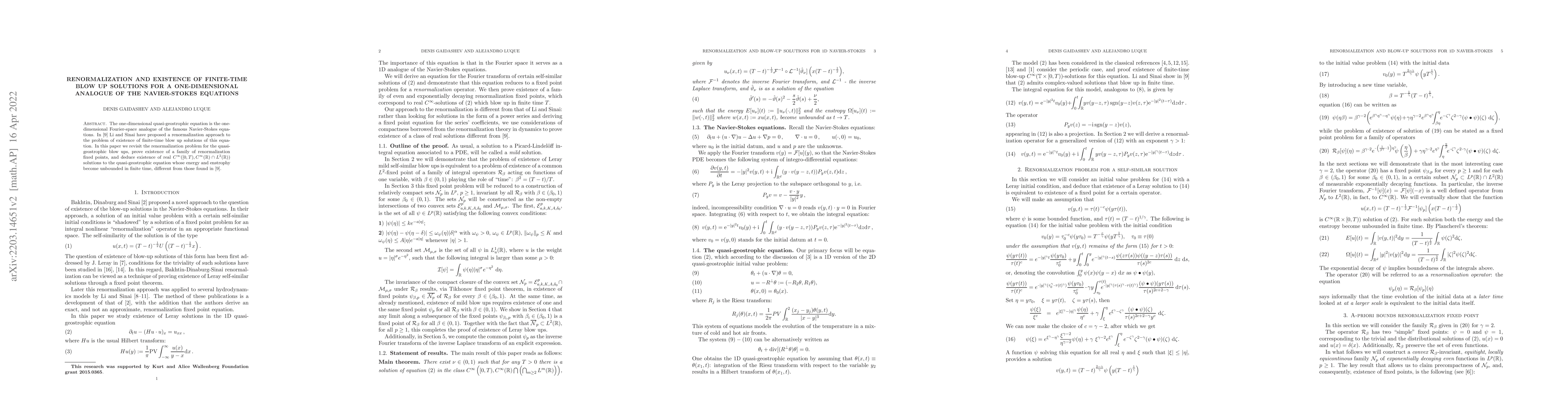 Thumbnail for Renormalization and existence of the finite-time blow up solutions for a
  one-dimensional analogue of the Navier-Stokes equations