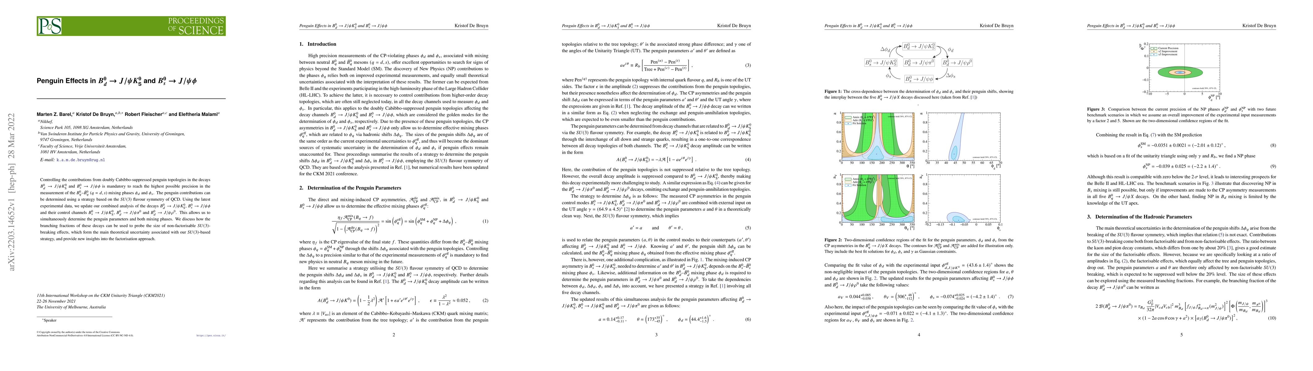 Thumbnail for Penguin Effects in $B_d^0\to J/\psi K^0_S$ and $B_s^0\to J/\psi\phi$