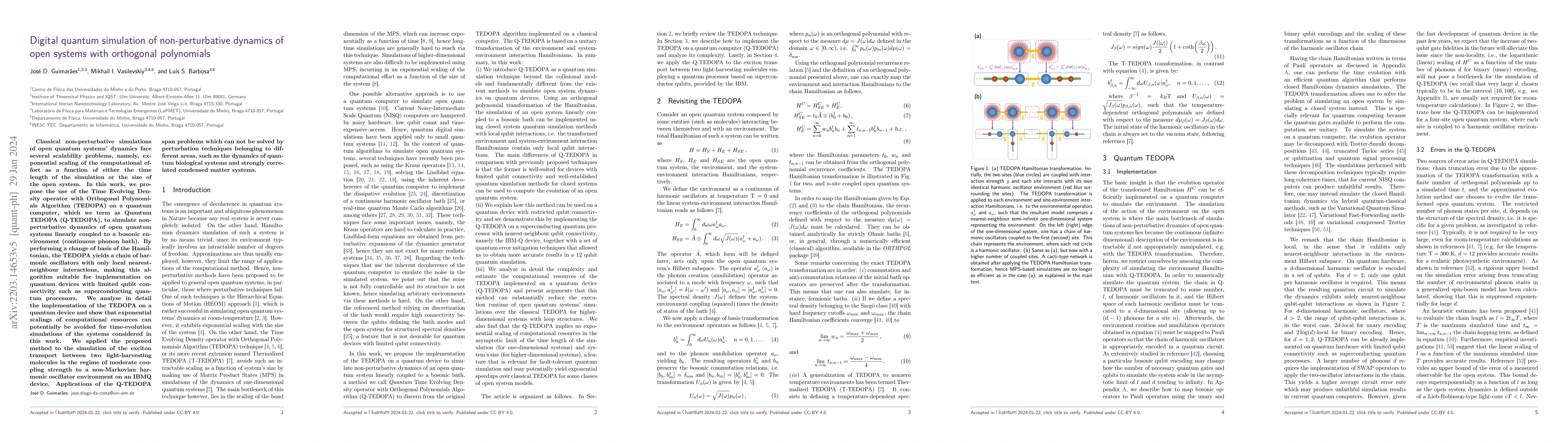 Thumbnail for Digital quantum simulation of non-perturbative dynamics of open systems
  with orthogonal polynomials
