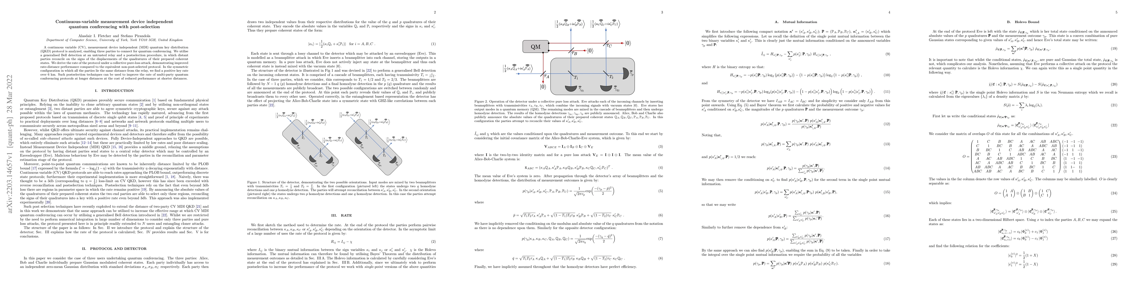 Thumbnail for Continuous-variable measurement device independent quantum conferencing
  with post-selection