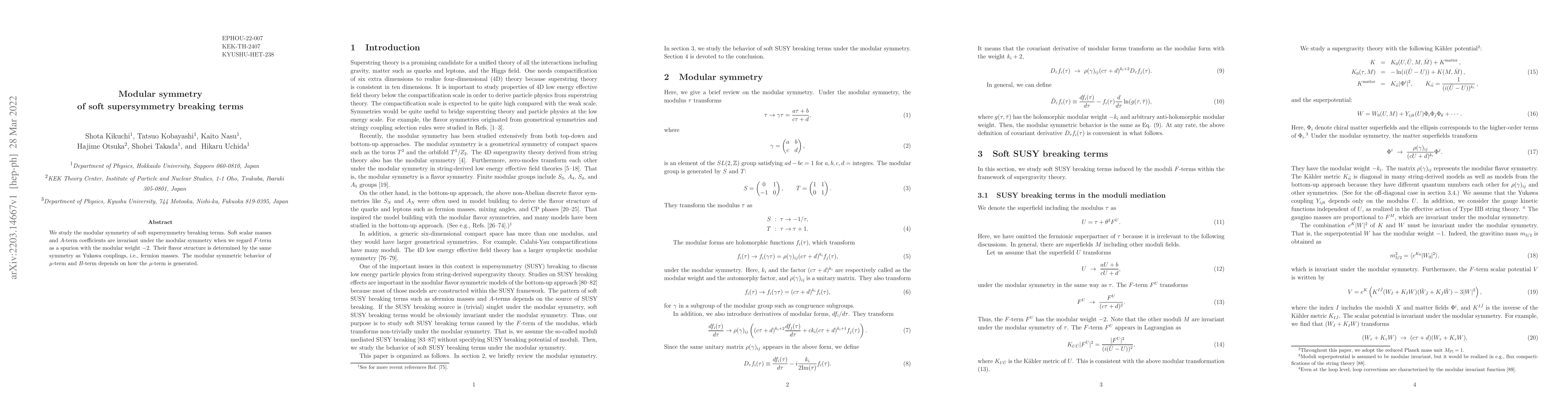 Thumbnail for Modular symmetry of soft supersymmetry breaking terms