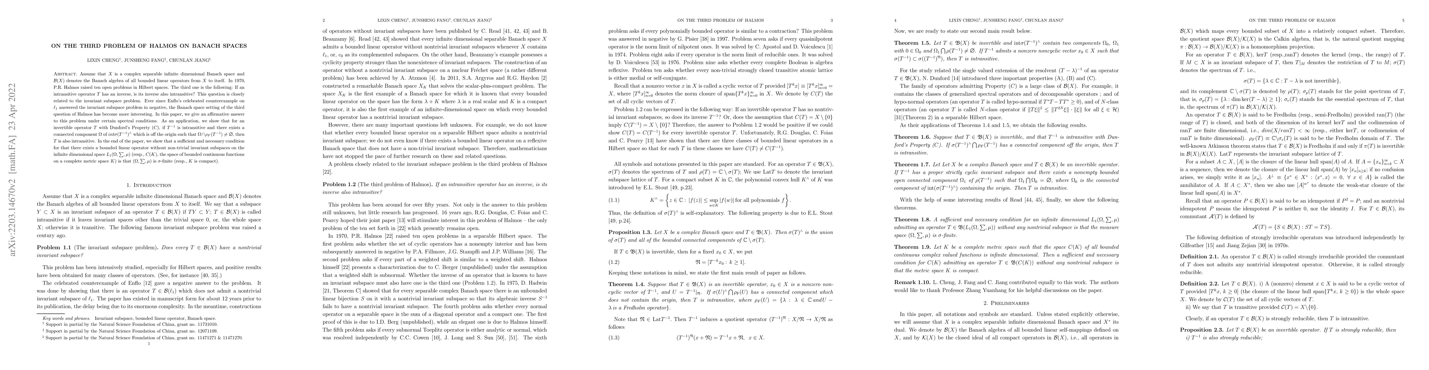 Thumbnail for On the third problem of Halmos on Banach spaces