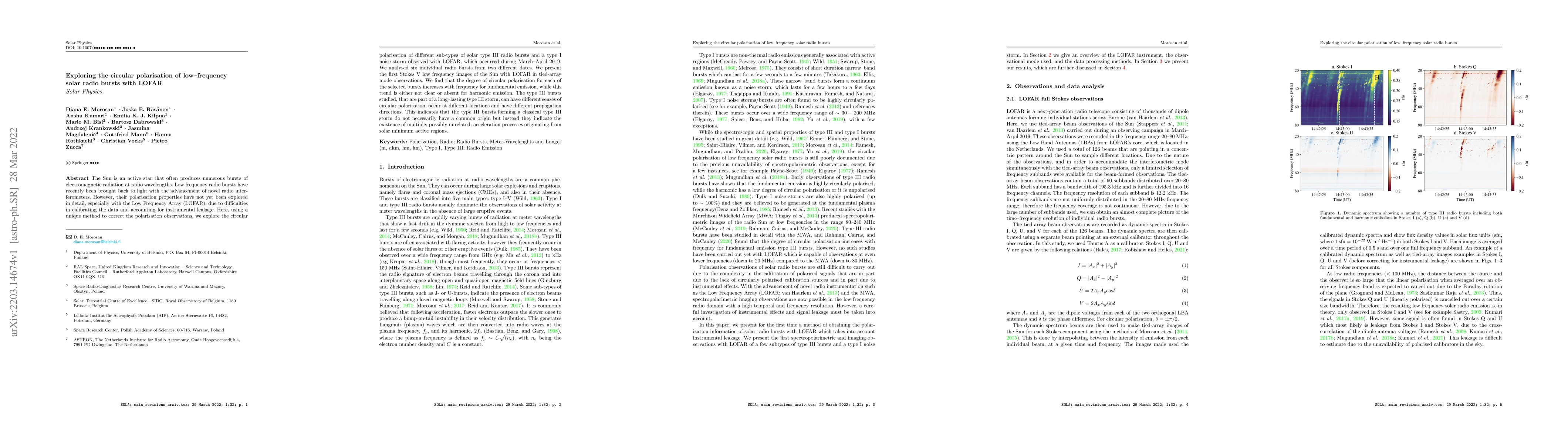 Thumbnail for Exploring the circular polarisation of low-frequency solar radio bursts
  with LOFAR