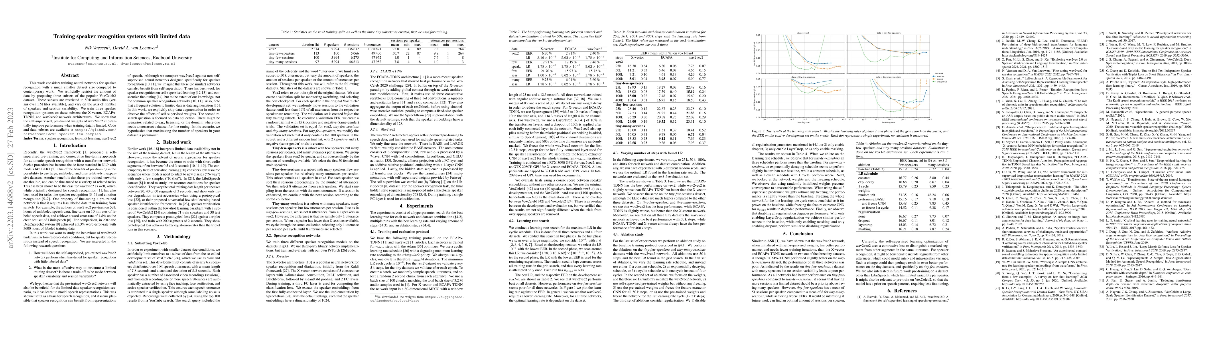 Thumbnail for Training speaker recognition systems with limited data