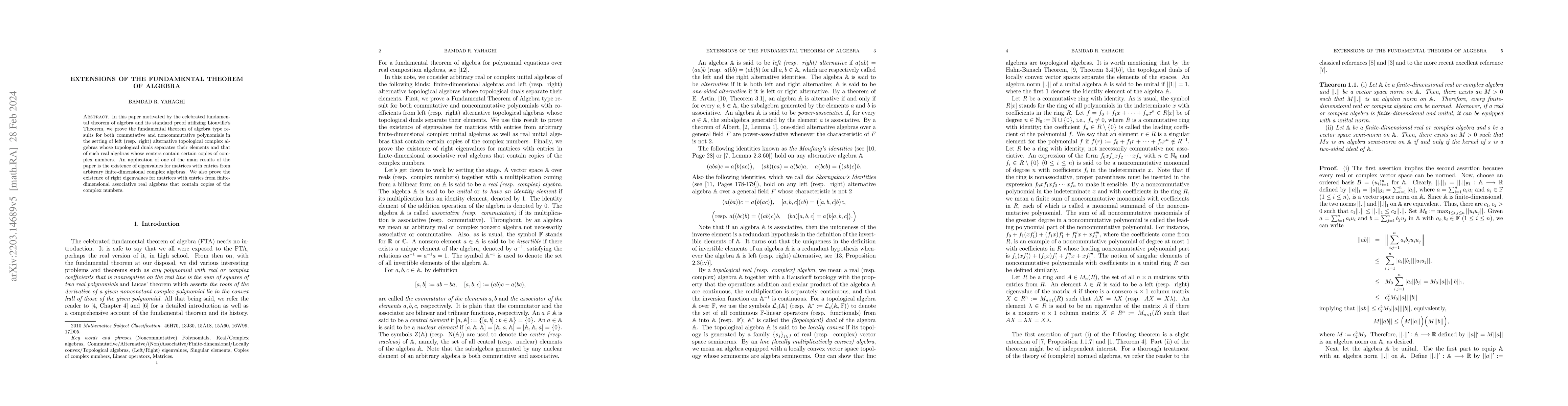 Thumbnail for Extensions of the fundamental theorem of algebra