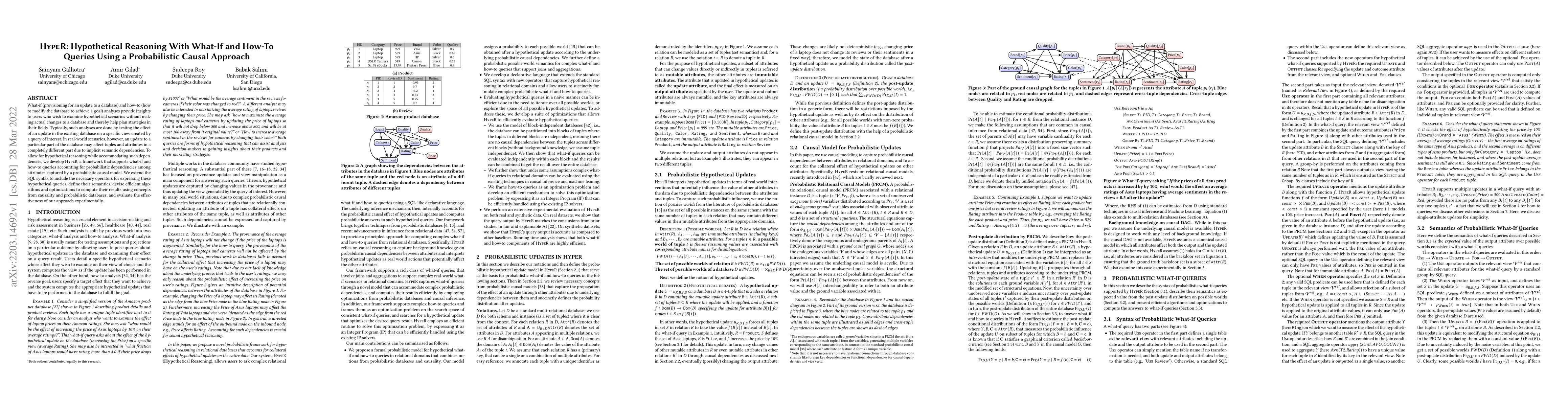 Thumbnail for HypeR: Hypothetical Reasoning With What-If and How-To Queries Using a
  Probabilistic Causal Approach