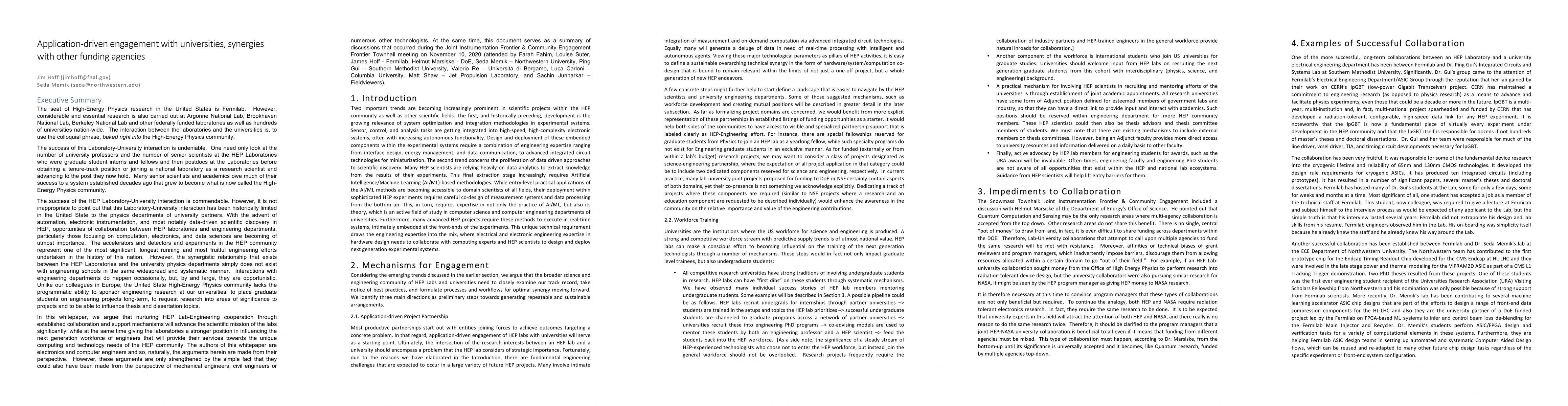 Thumbnail for Application-driven engagement with universities, synergies with other
  funding agencies