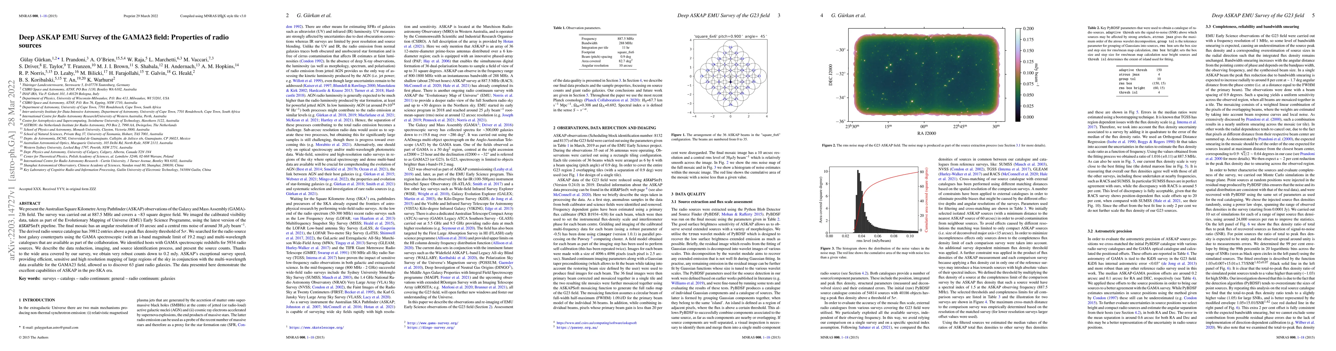 Thumbnail for Deep ASKAP EMU Survey of the GAMA23 field: Properties of radio sources