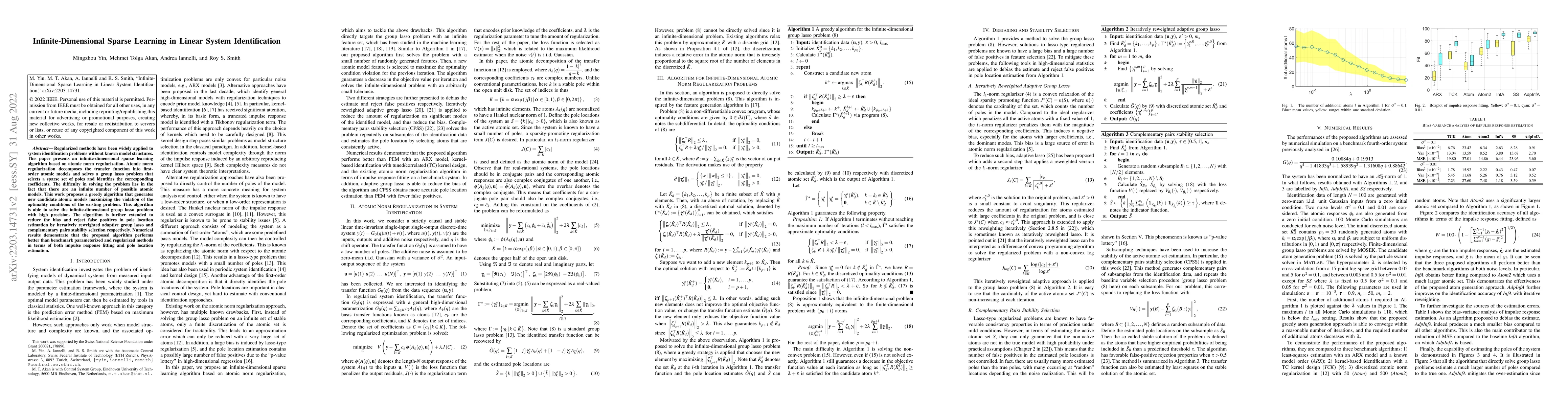 Thumbnail for Infinite-Dimensional Sparse Learning in Linear System Identification