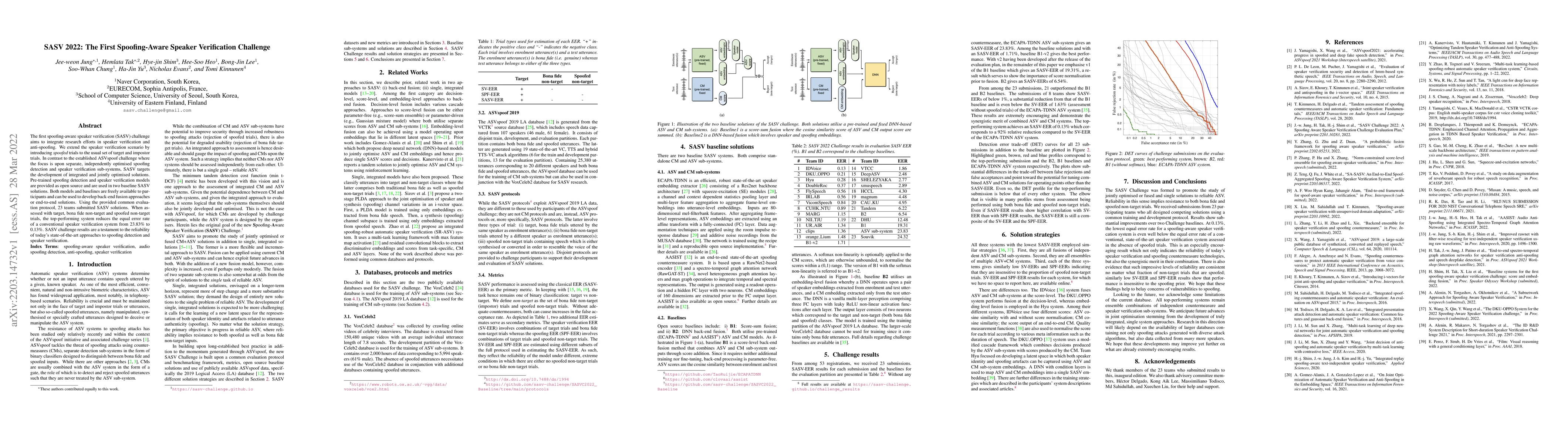 Thumbnail for SASV 2022: The First Spoofing-Aware Speaker Verification Challenge