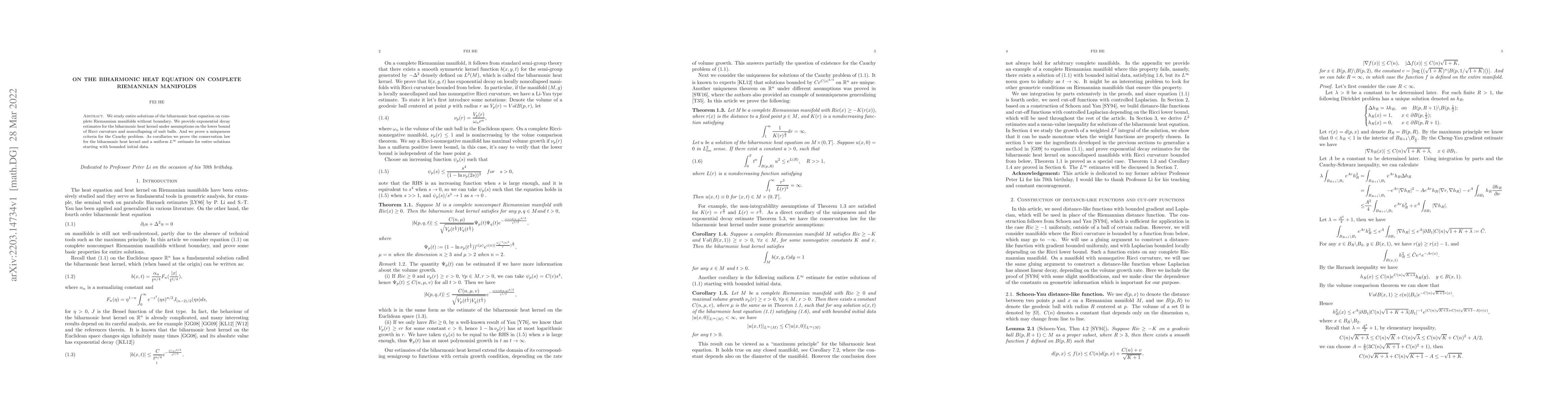Thumbnail for On the biharmonic heat equation on complete Riemannian manifolds