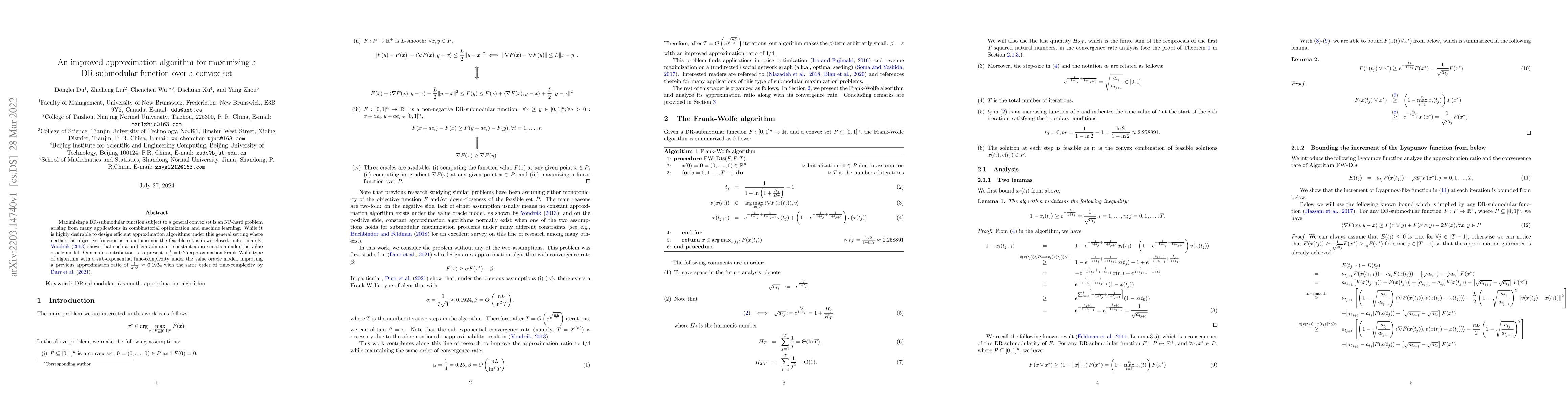 Thumbnail for An improved approximation algorithm for maximizing a DR-submodular
  function over a convex set
