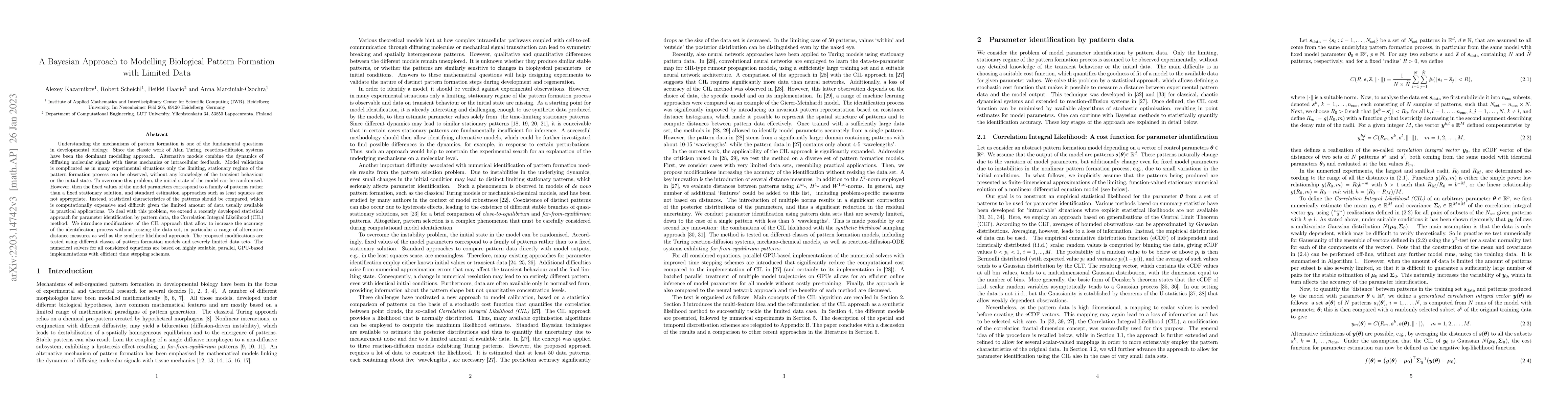 Thumbnail for A Bayesian Approach to Modelling Biological Pattern Formation with
  Limited Data