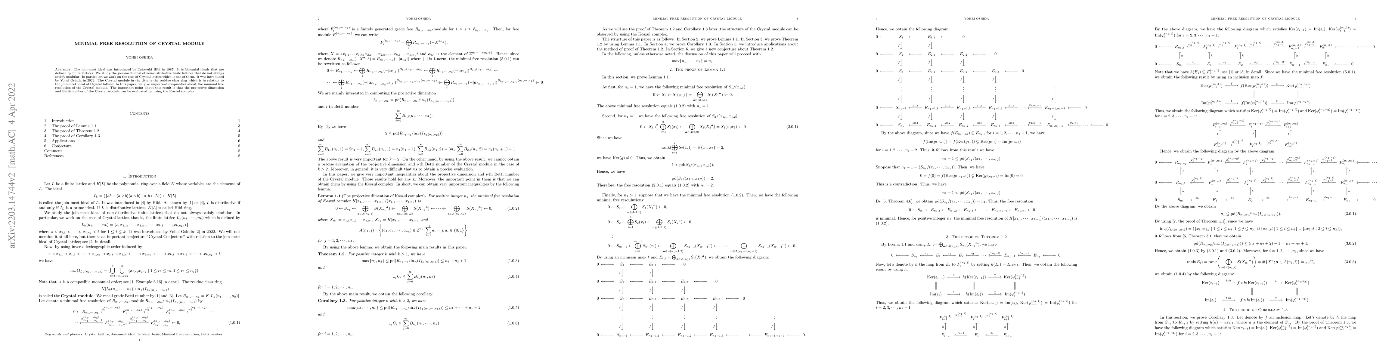 Thumbnail for Minimal free resolution of Crystal module