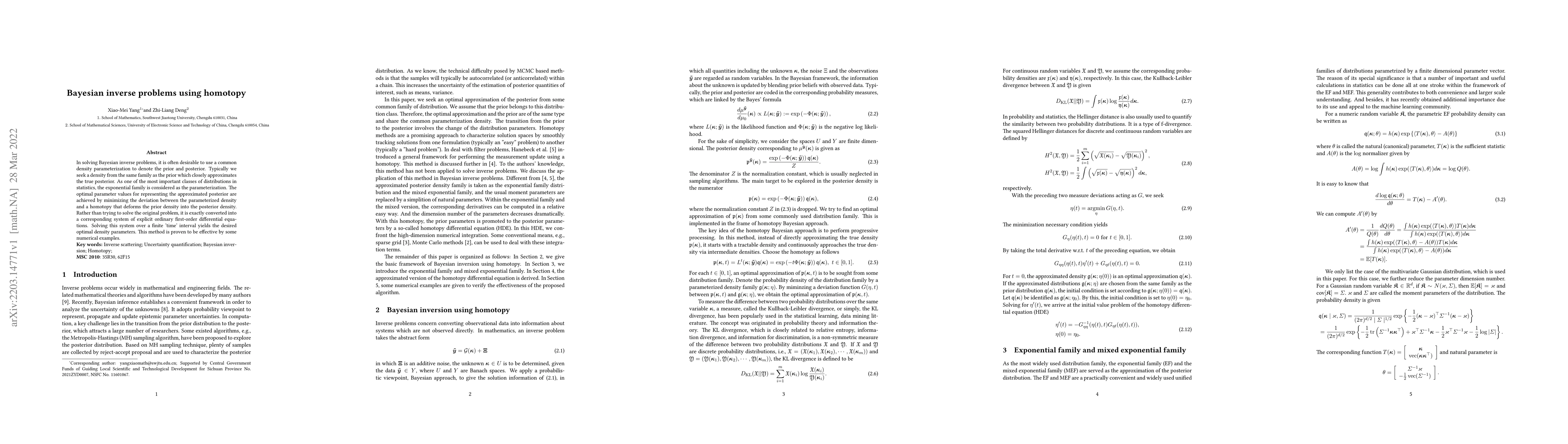 Thumbnail for Bayesian inverse problems using homotopy