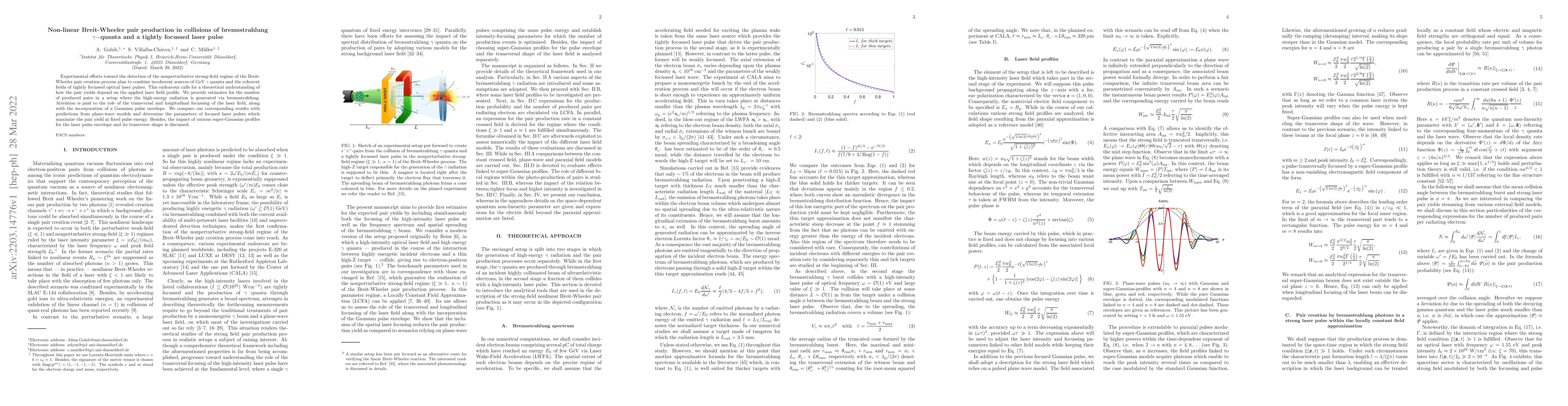 Thumbnail for Non-linear Breit-Wheeler pair production in collisions of bremsstrahlung
  $\gamma-$quanta and a tightly focussed laser pulse