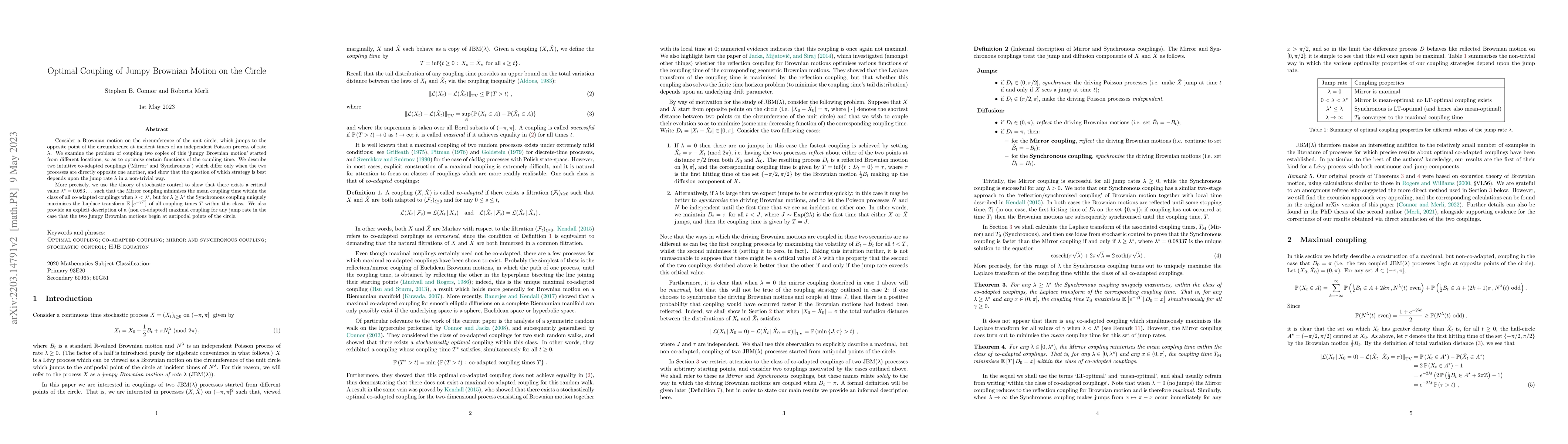 Thumbnail for Optimal Coupling of Jumpy Brownian Motion on the Circle