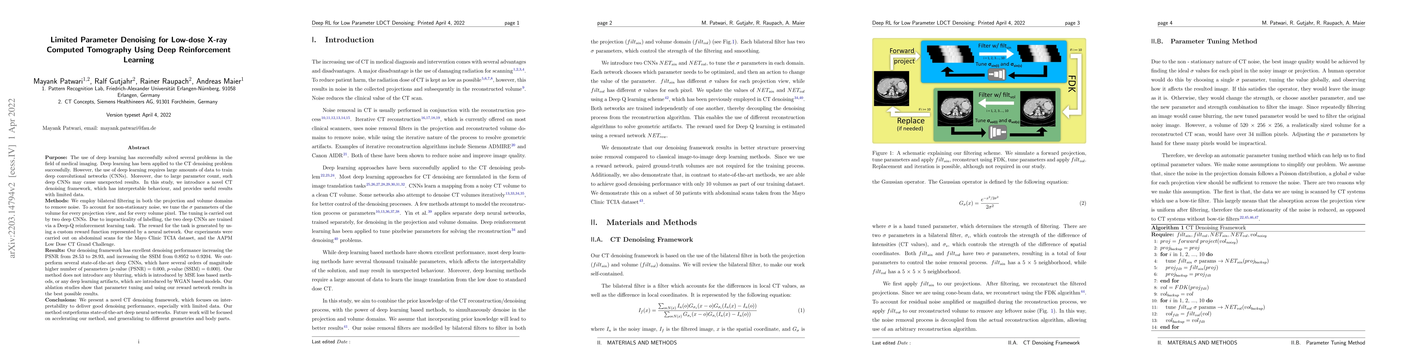 Thumbnail for Limited Parameter Denoising for Low-dose X-ray Computed Tomography Using
  Deep Reinforcement Learning