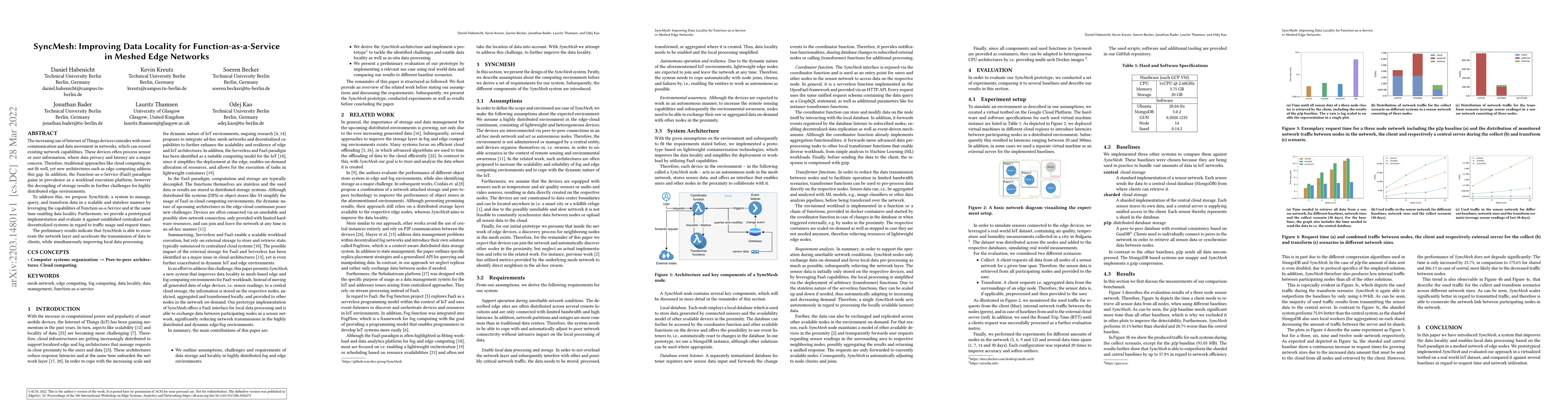 Thumbnail for SyncMesh: Improving Data Locality for Function-as-a-Service in Meshed
  Edge Networks