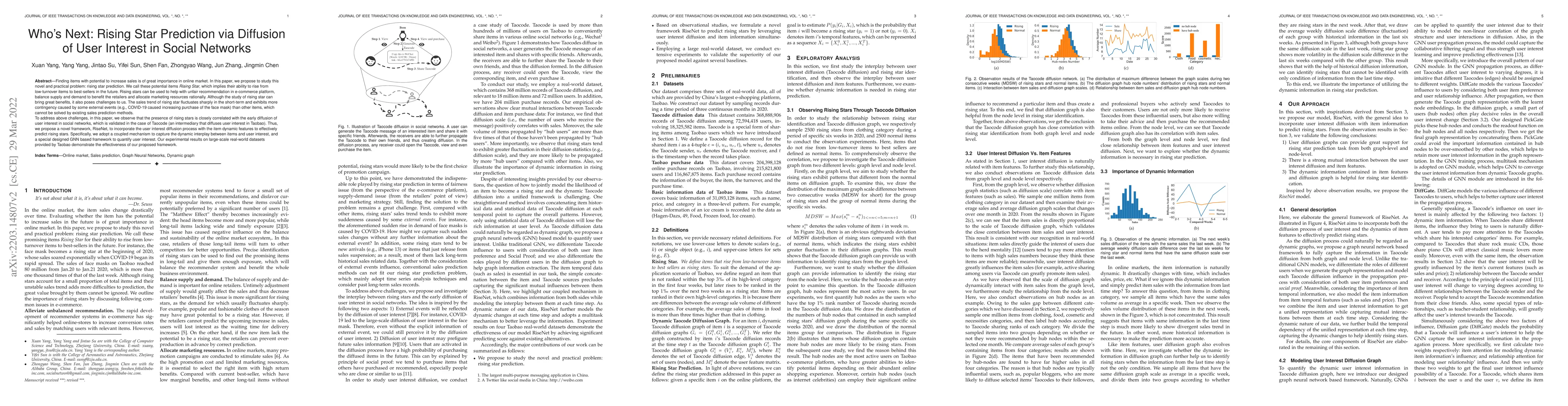 Thumbnail for Who is next: rising star prediction via diffusion of user interest in
  social networks