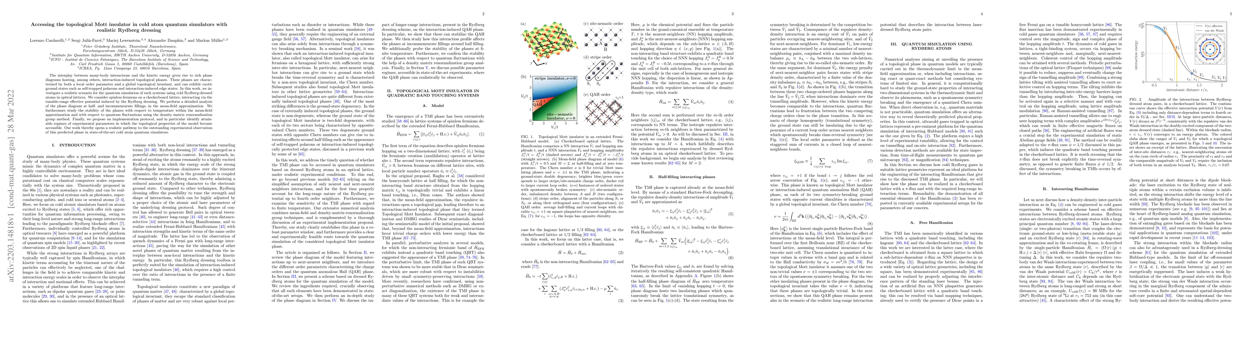 Thumbnail for Accessing the topological Mott insulator in cold atom quantum simulators
  with realistic Rydberg dressing