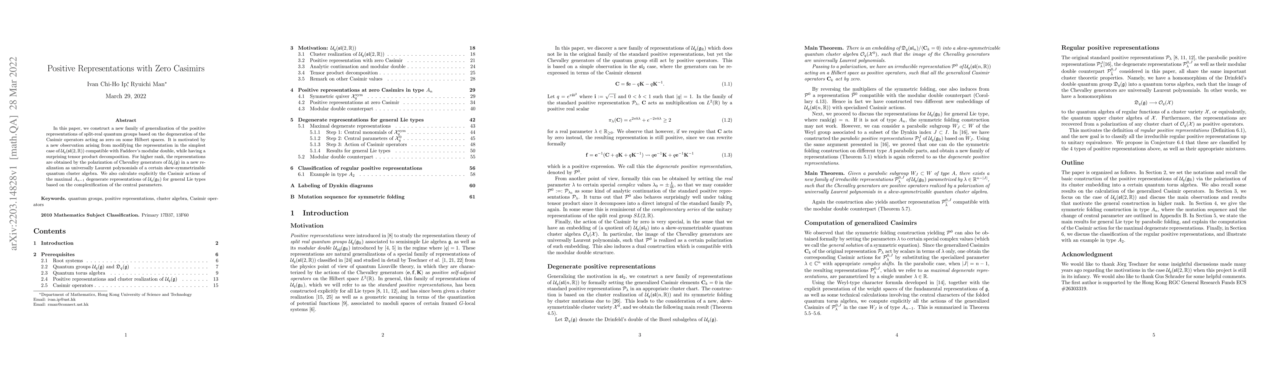 Thumbnail for Positive Representations with Zero Casimirs