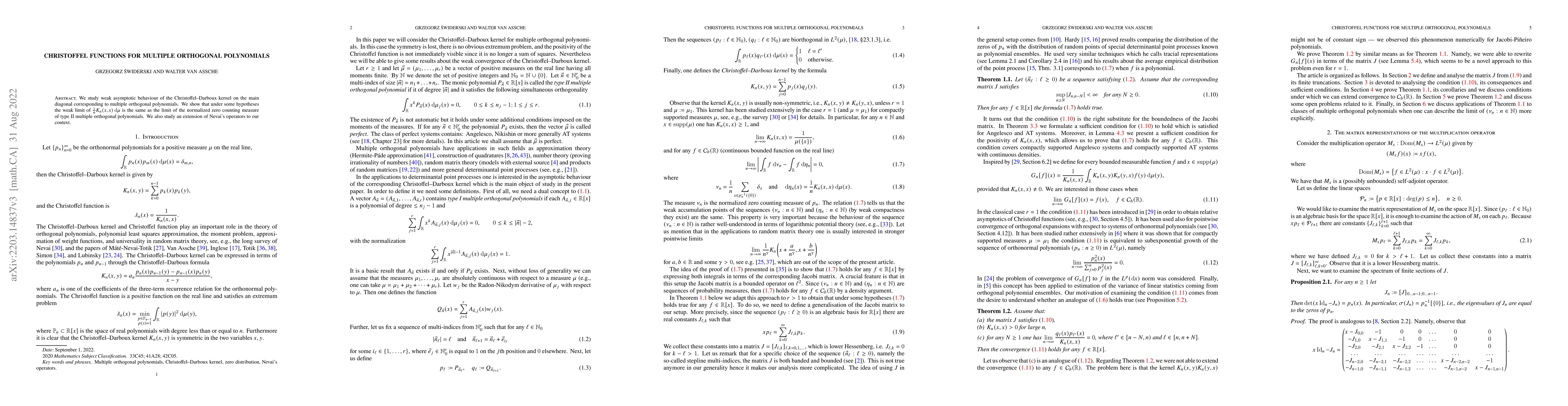 Thumbnail for Christoffel functions for multiple orthogonal polynomials