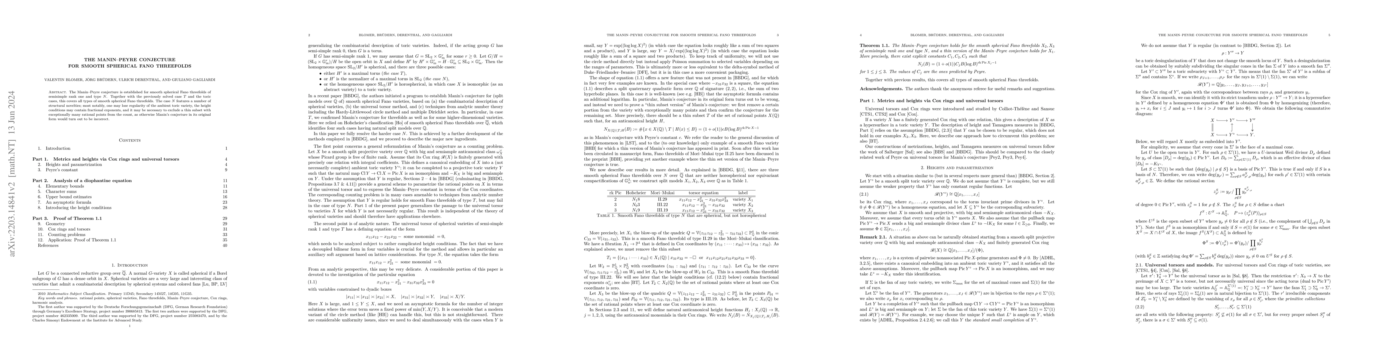 Thumbnail for The Manin-Peyre conjecture for smooth spherical Fano threefolds