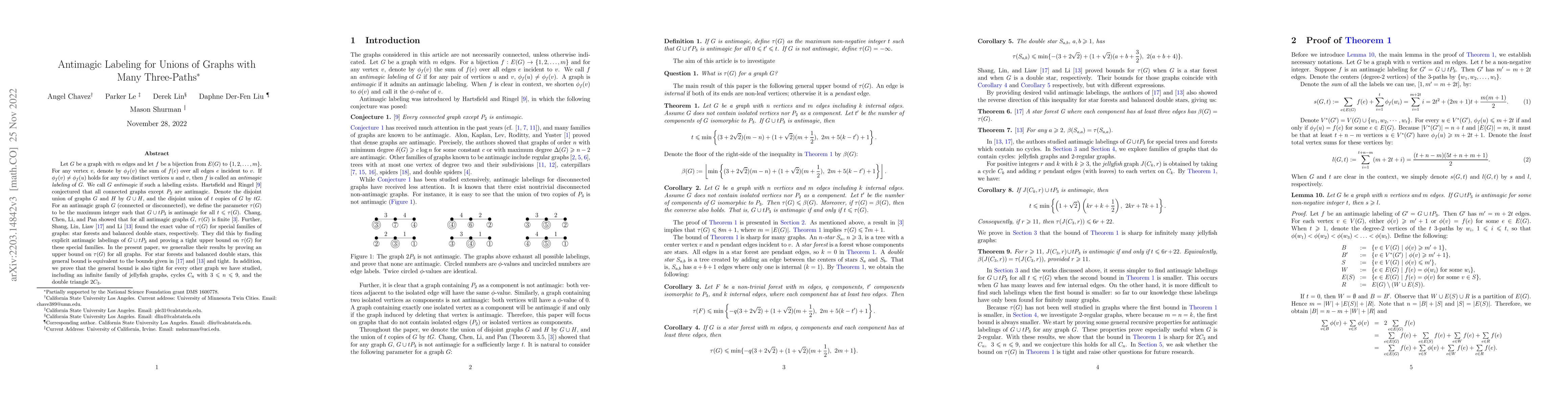 Thumbnail for Antimagic Labeling for Unions of Graphs with Many Three-Paths