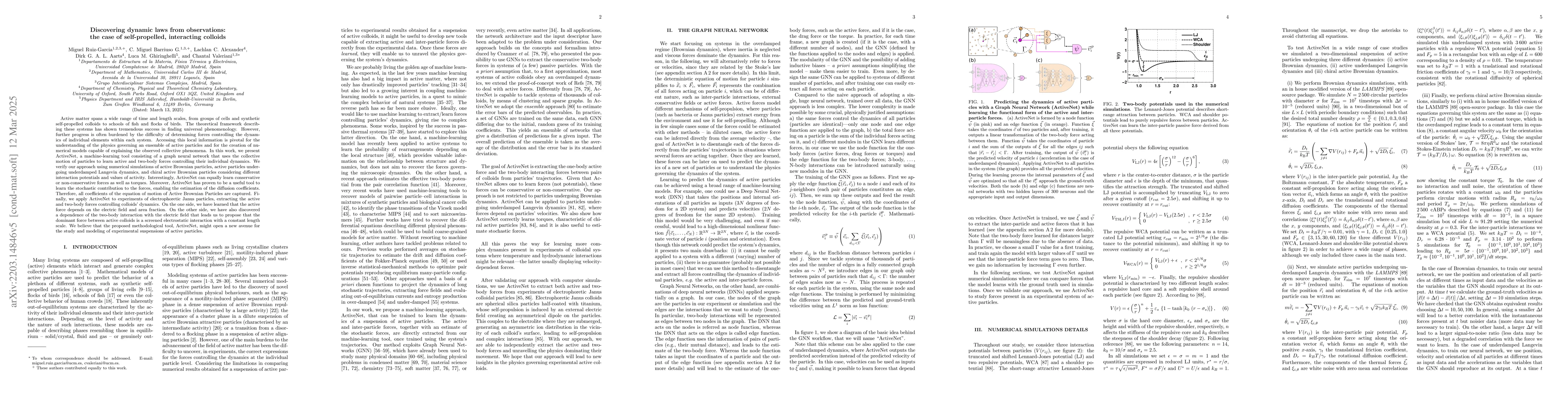 Thumbnail for Discovering dynamic laws from observations: the case of self-propelled,
  interacting colloids