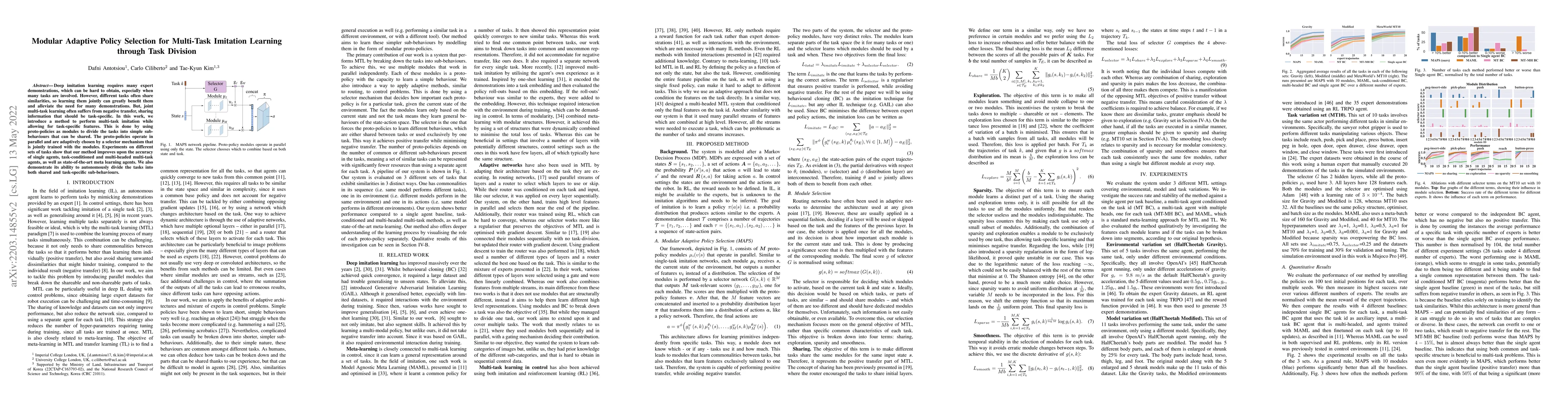 Thumbnail for Modular Adaptive Policy Selection for Multi-Task Imitation Learning
  through Task Division