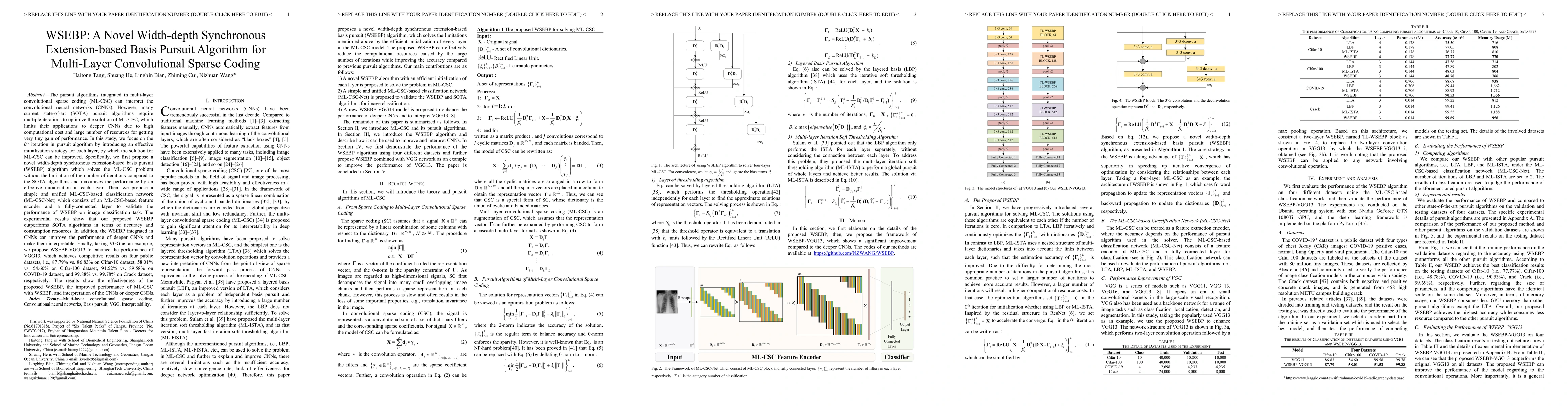 Thumbnail for WSEBP: A Novel Width-depth Synchronous Extension-based Basis Pursuit
  Algorithm for Multi-Layer Convolutional Sparse Coding