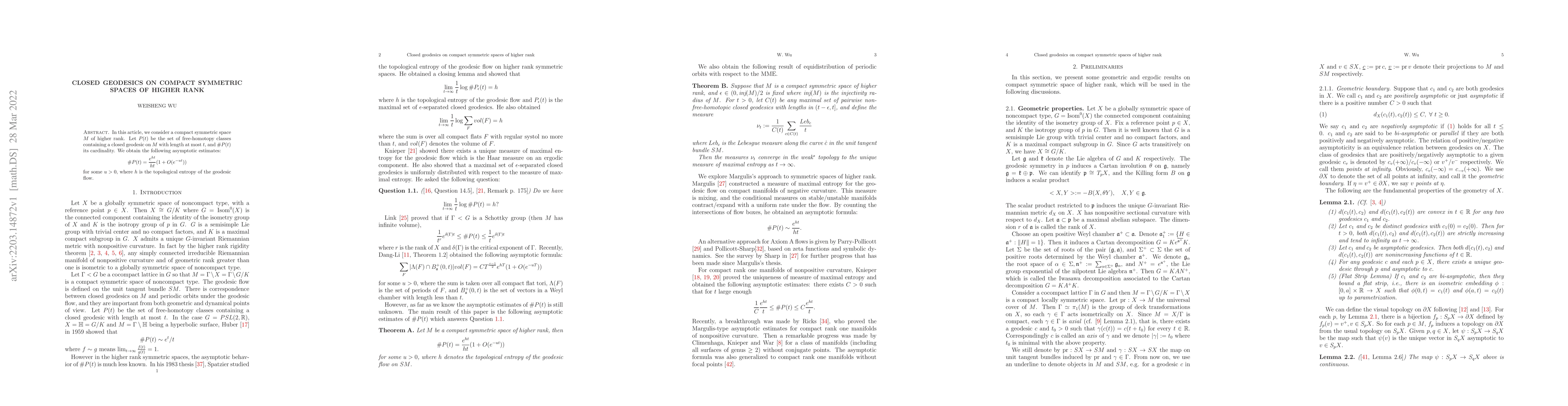 Thumbnail for Closed geodesics on compact symmetric spaces of higher rank