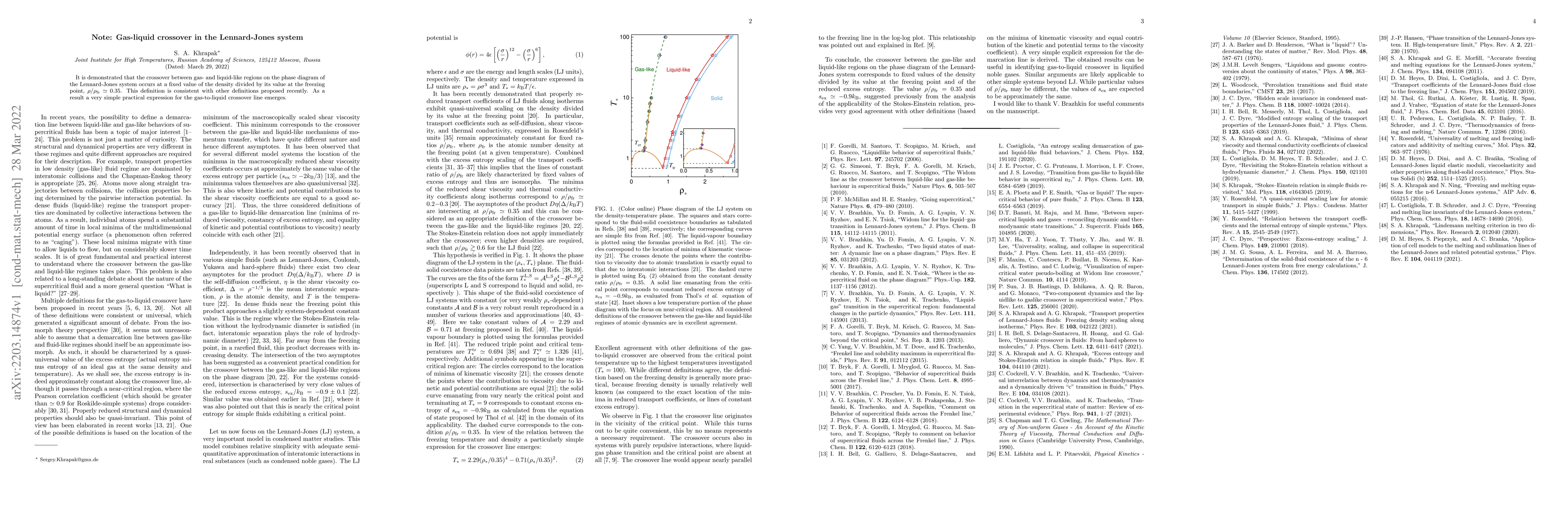 Thumbnail for Note: Gas-liquid crossover in the Lennard-Jones system