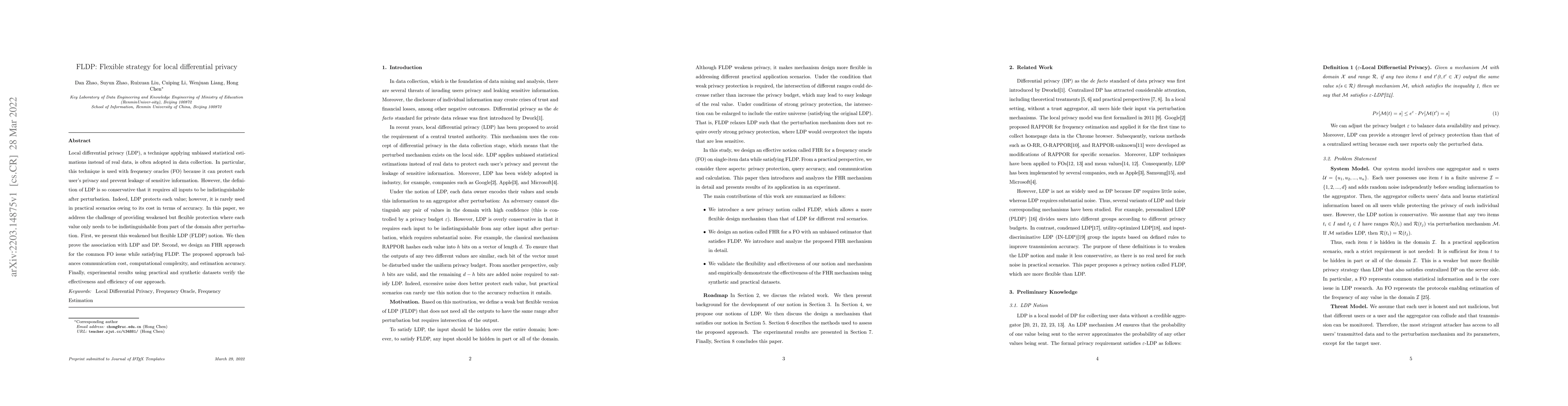 Thumbnail for FLDP: Flexible strategy for local differential privacy