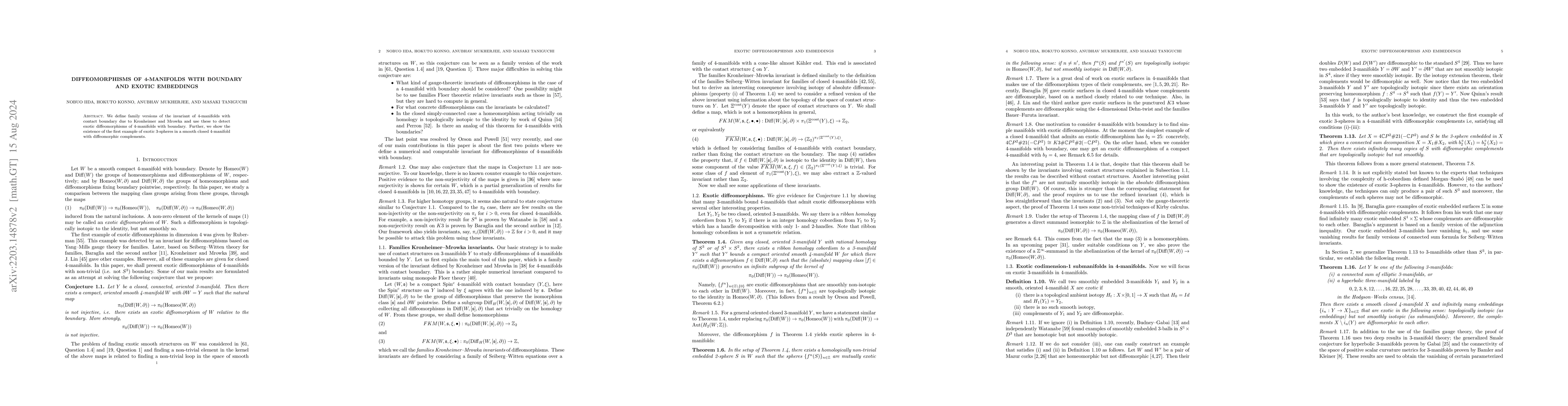 Thumbnail for Diffeomorphisms of 4-manifolds with boundary and exotic embeddings