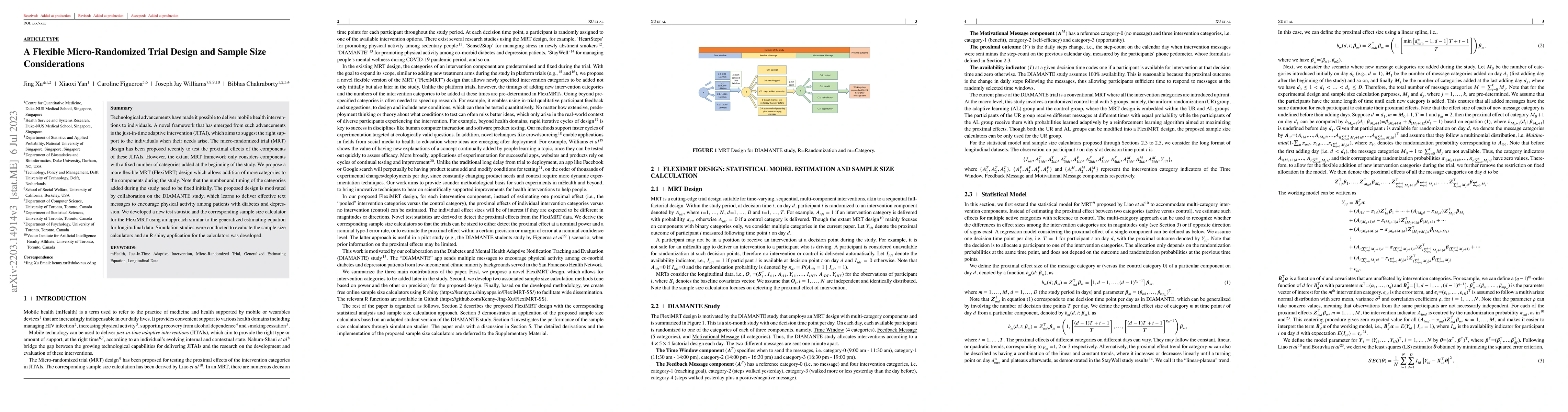 Thumbnail for A Flexible Micro-Randomized Trial Design and Sample Size Considerations