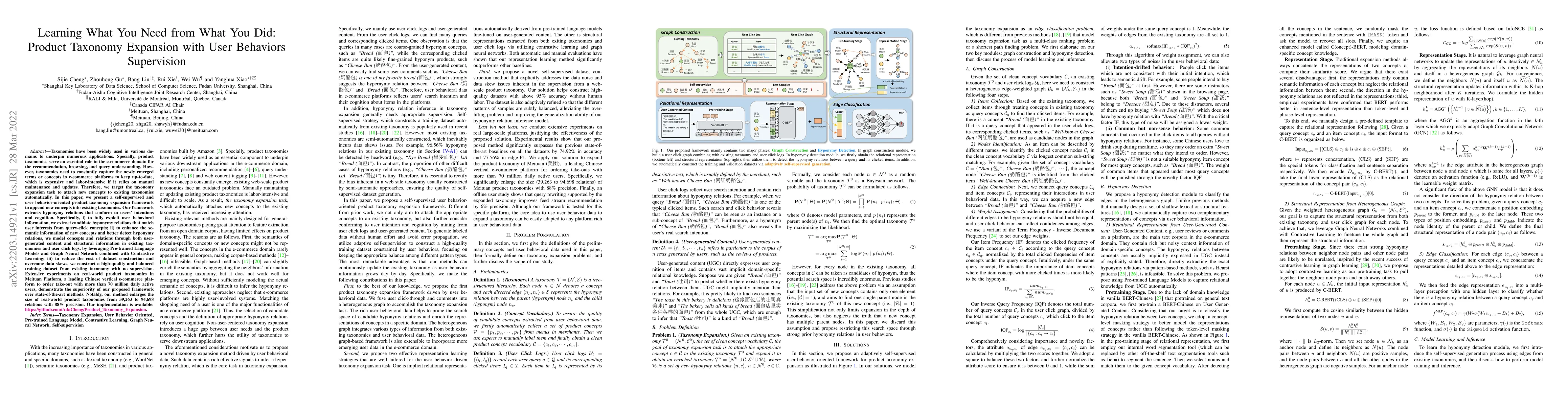 Thumbnail for Learning What You Need from What You Did: Product Taxonomy Expansion
  with User Behaviors Supervision