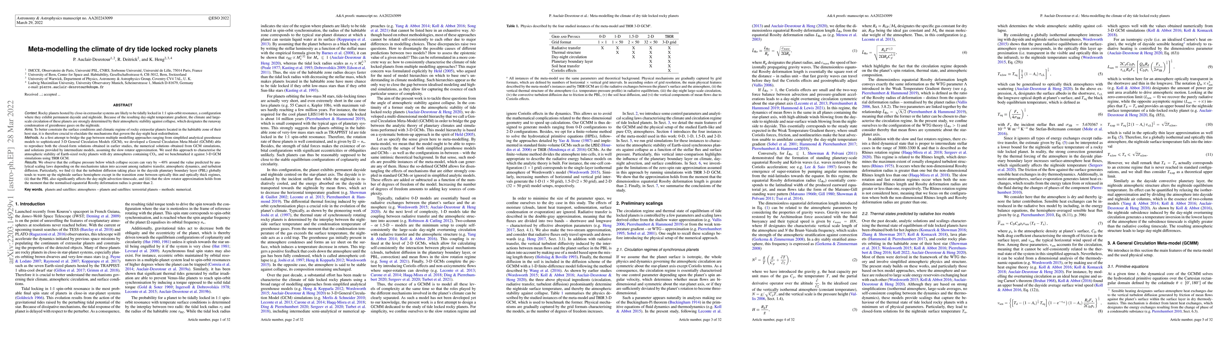 Thumbnail for Meta-modelling the climate of dry tide locked rocky planets