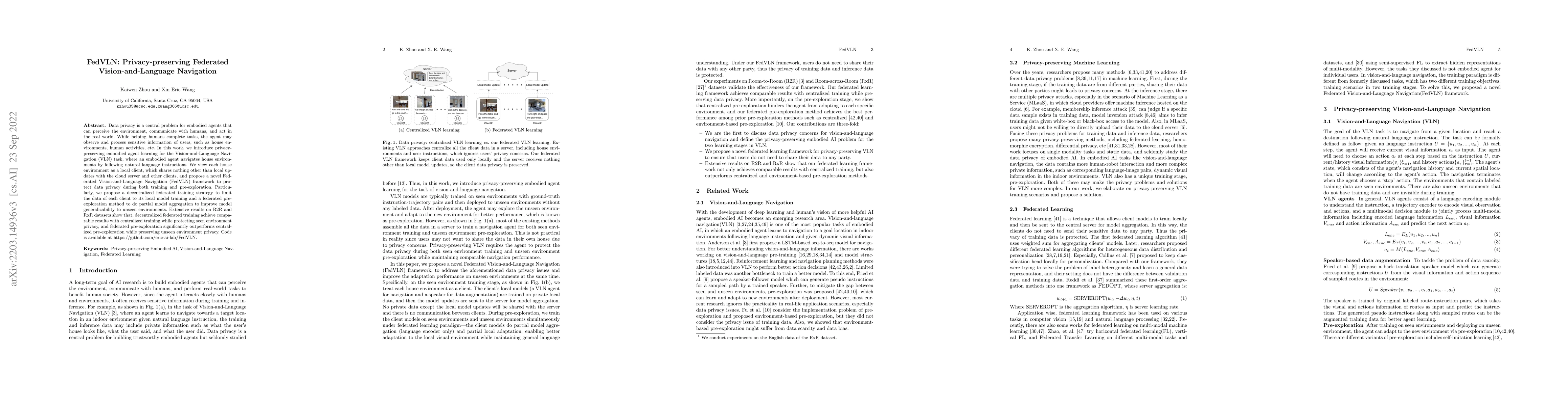 Thumbnail for FedVLN: Privacy-preserving Federated Vision-and-Language Navigation