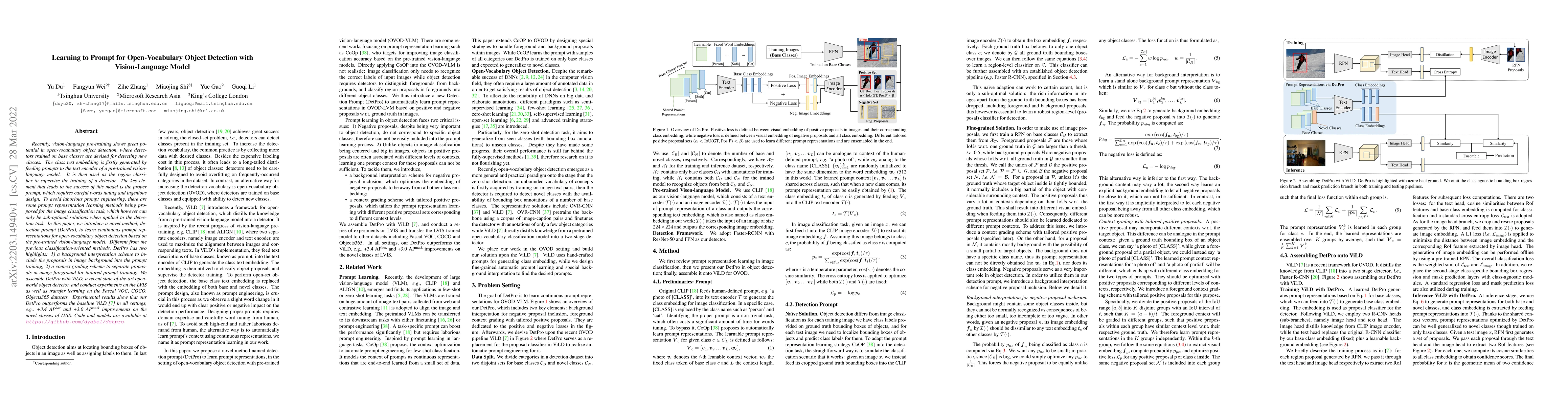Thumbnail for Learning to Prompt for Open-Vocabulary Object Detection with
  Vision-Language Model