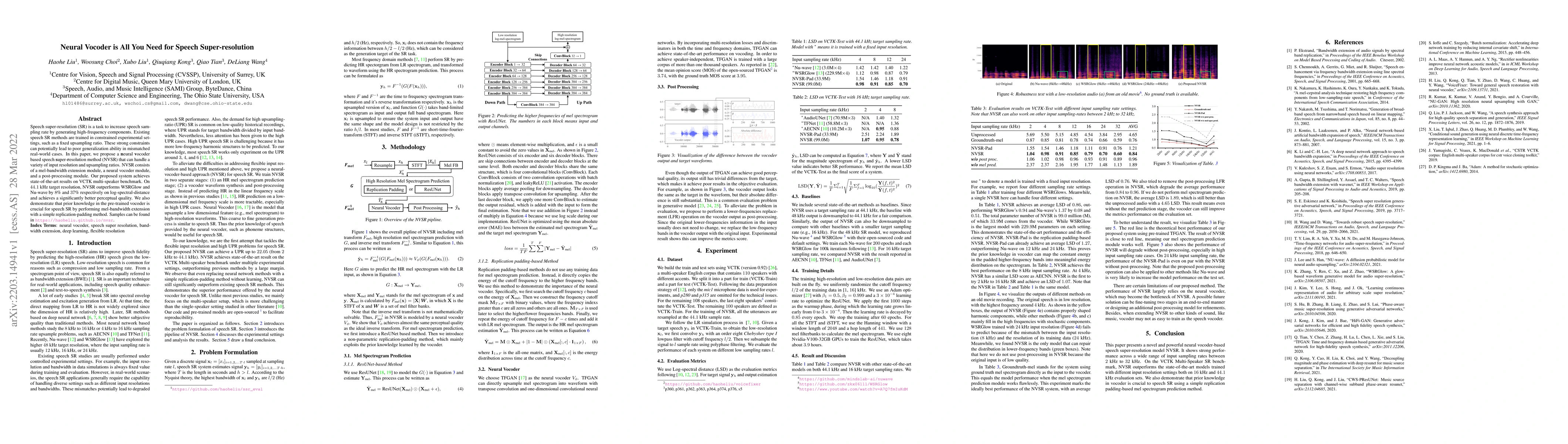 Thumbnail for Neural Vocoder is All You Need for Speech Super-resolution