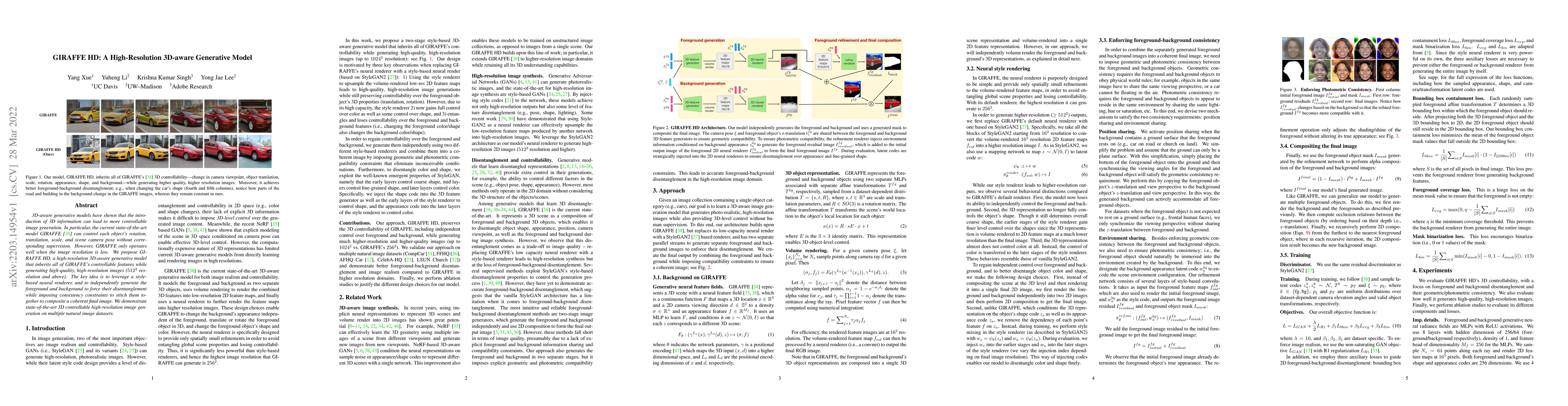 Thumbnail for GIRAFFE HD: A High-Resolution 3D-aware Generative Model