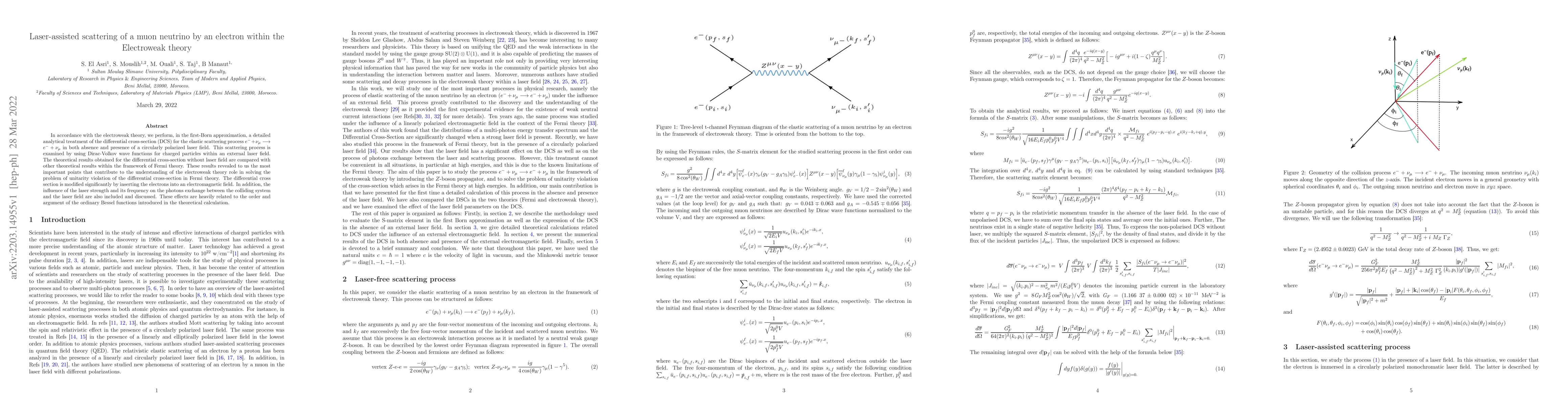 Thumbnail for Laser-assisted scattering of a muon neutrino by an electron within the
  Electroweak theory