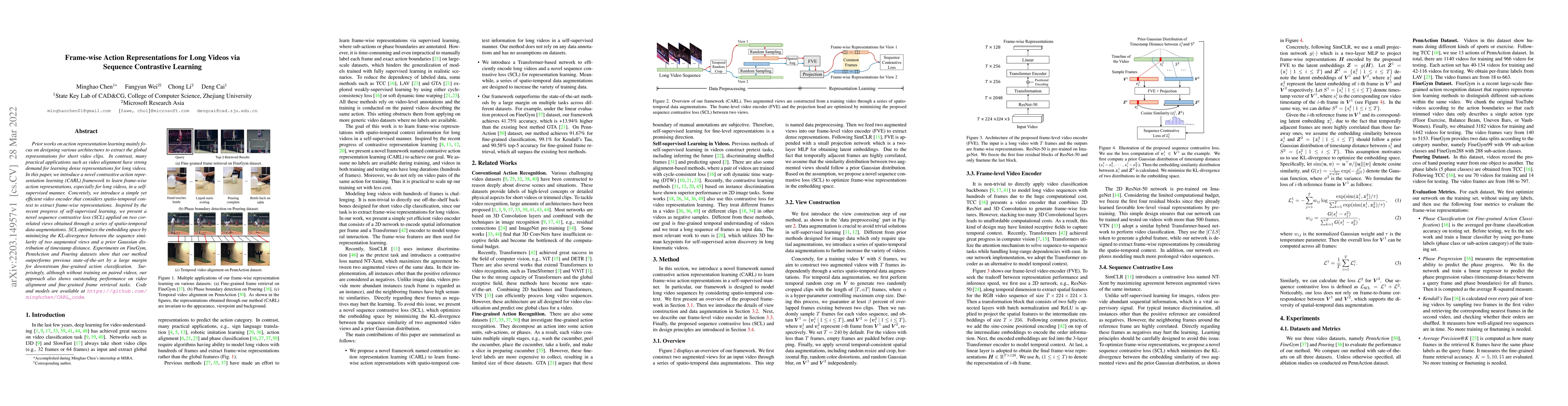 Thumbnail for Frame-wise Action Representations for Long Videos via Sequence
  Contrastive Learning